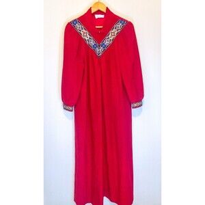 Vtg Vanity Fair Velour Robe Womens LG Petite Red Boudoir Glam Retro Glam